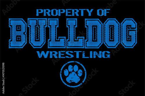 property of wrestling team with bulldog paw print for school, college or league sports