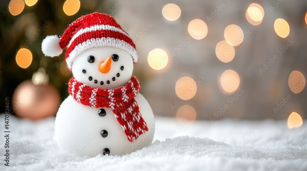 Snowman with Red Scarf and Hat Winter Holiday Decoration Snowman with Red Scarf and Hat Winter Holiday Decoration