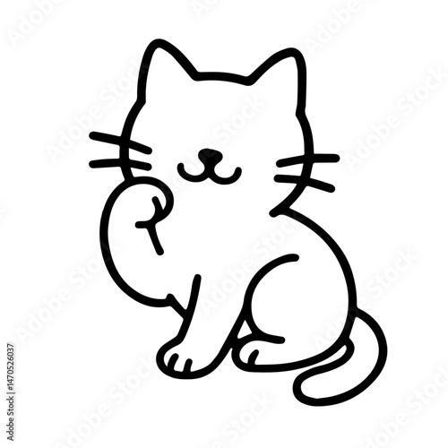 cartoon illustration of faceless cute cat on blue background