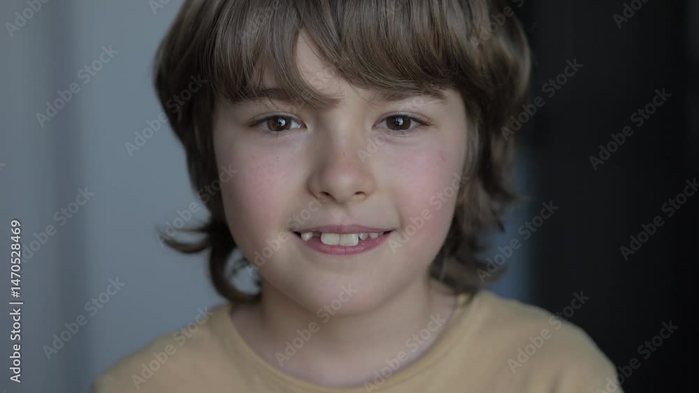 Portrait Little Boy Looking at Camera. Face Funny Contemplative Child. Close-up Portrait of Confident Inquisitive Laughs Happy Caucasian Teenage Boy. Eyes of Smiling Schoolboy. Positive Health Life. Portrait Little Boy Looking at Camera. Face Funny Contemplative Child. Close-up Portrait of Confident Inquisitive Laughs Happy Caucasian Teenage Boy. Eyes of Smiling Schoolboy. Positive Health Life.