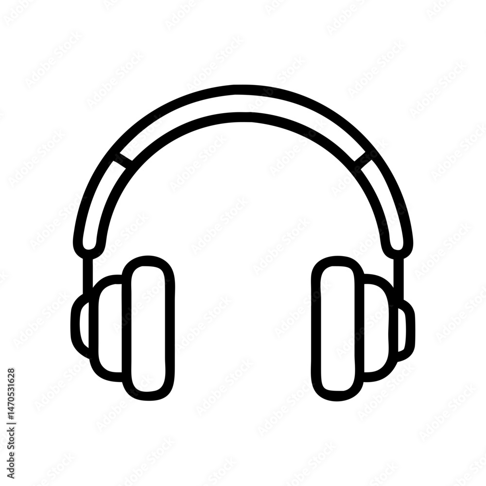 Headphone device line icon vector illustration concept for streaming music technology listening audio and sound entertainment for graphic design Headphone device line icon vector illustration concept for streaming music technology listening audio and sound entertainment for graphic design