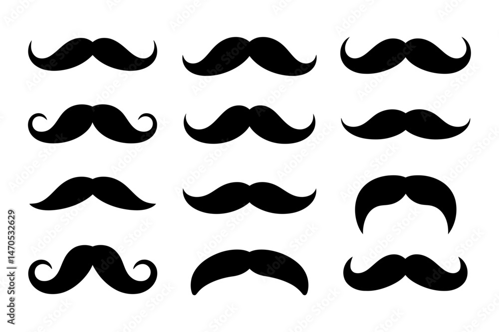 Moustache styles vector collection design set art Moustache styles vector collection design set art