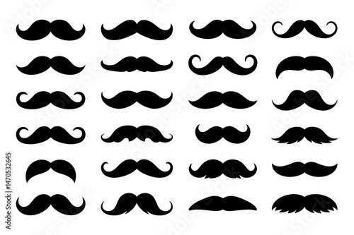 Collection of various mustache styles and shapes