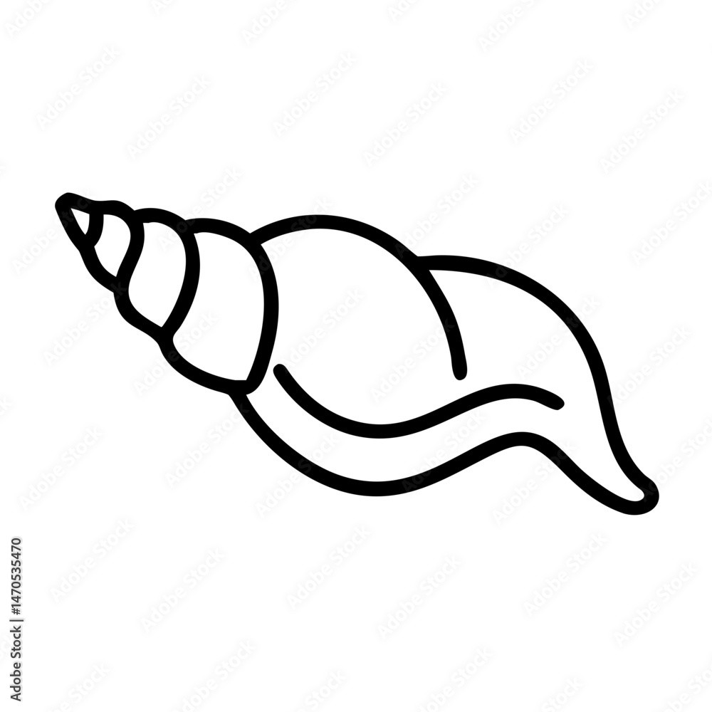 Black line icon of a spiral seashell on a white background, clean vector style for web design, app, logo, summer concept and decoration element Black line icon of a spiral seashell on a white background, clean vector style for web design, app, logo, summer concept and decoration element