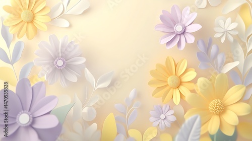 Pastel Paper Flowers Background.