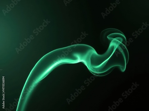 Obraz na płótnie Delicate green smoke swirls effortlessly against a dark backdrop, creating a sense of motion and tranquility, perfect for artistic themes and creative applications. w salonie