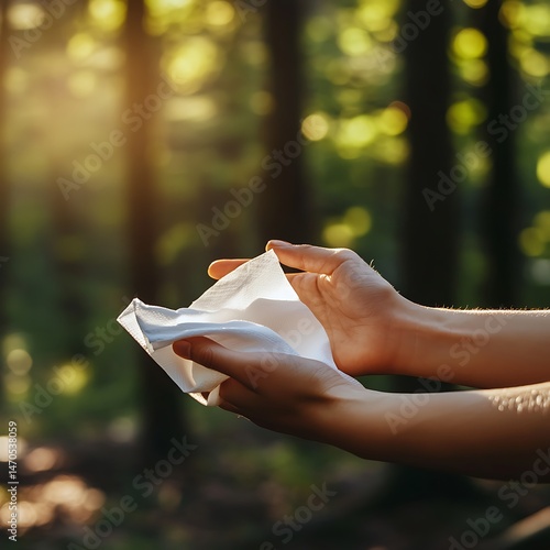 Using a Wet Wipe in Nature an Environmentally Friendly Solution for Cleanliness and Hygiene Needs