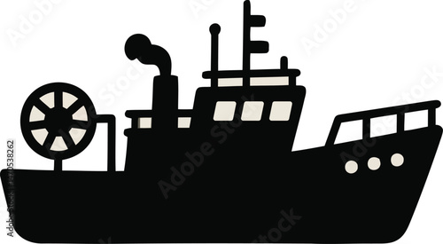 Fishing Trawler Boat Vector Illustration