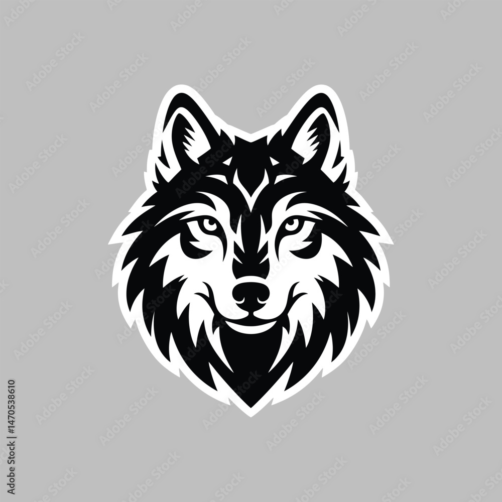 Fototapeta premium Wolf mascot logo silhouette black vector illustration