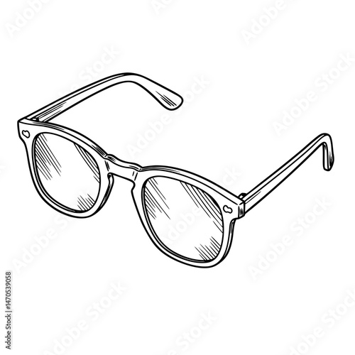 Stylish Sunglasses Illustrated in Black and White  