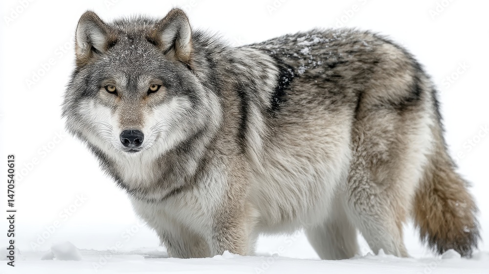 Obraz premium A gray wolf, isolated on a background