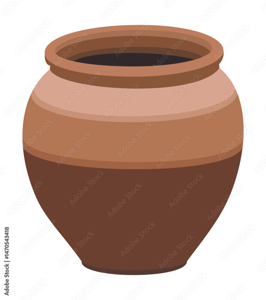 Illustration of a traditional clay water pot with a simple two-tone design Illustration of a traditional clay water pot with a simple two-tone design
