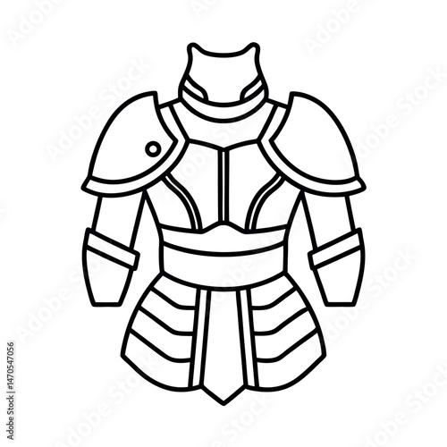 Knight Armor Costume Outline Vector Line Art Drawing