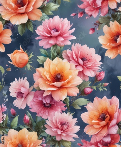 Vibrant watercolor blooms, lush petals, artistic splash , bright, brushstrokes