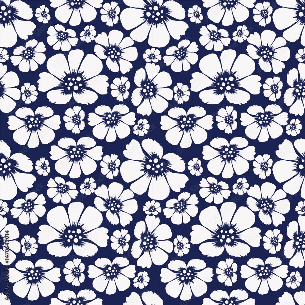Seamless floral pattern, liberty ditsy print with small cute bouquets. Romantic botanical design with tiny hand drawn flowers, leaves on blue background. Trendy rustic print. Vector illustration. Seamless floral pattern, liberty ditsy print with small cute bouquets. Romantic botanical design with tiny hand drawn flowers, leaves on blue background. Trendy rustic print. Vector illustration.