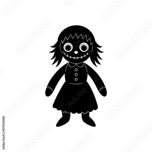 cursed doll vector on white background  .svg