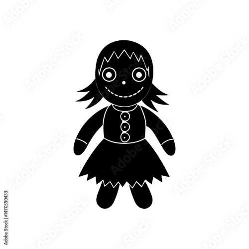 cursed doll with missing eye vector on white 