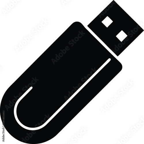usb flash drive silhouette icon vector illustration