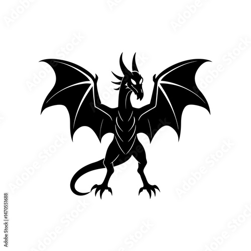 dragon wing spread vector on white background  .svg