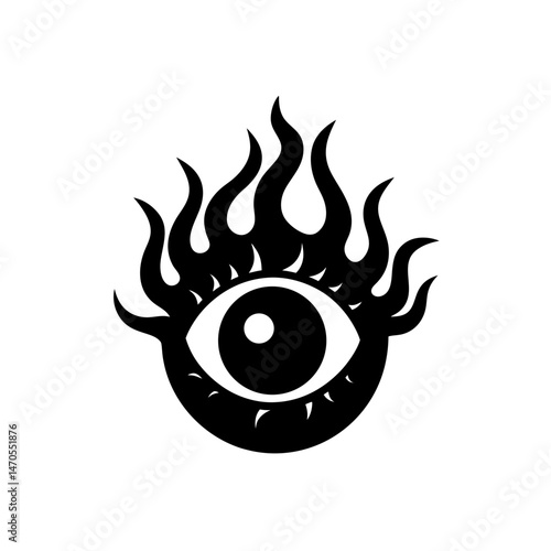 eyeball with flames vector on white background  .svg