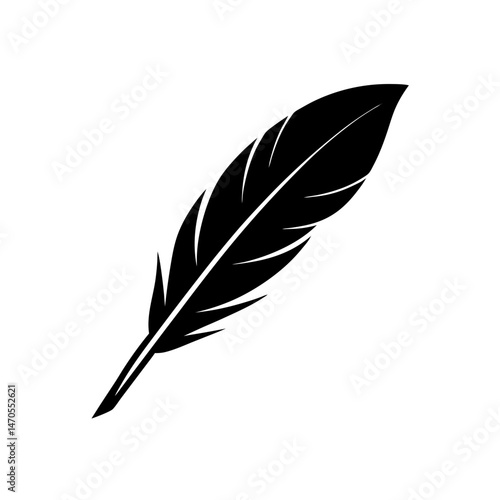 raven feather quill vector on white background 