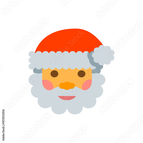 Illustration of santa claus with a red hat and white beard and rosy cheeks on a white background face image
