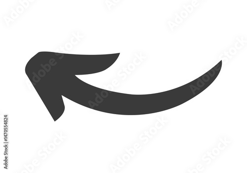 Curved arrow pointing left isolated on transparent background