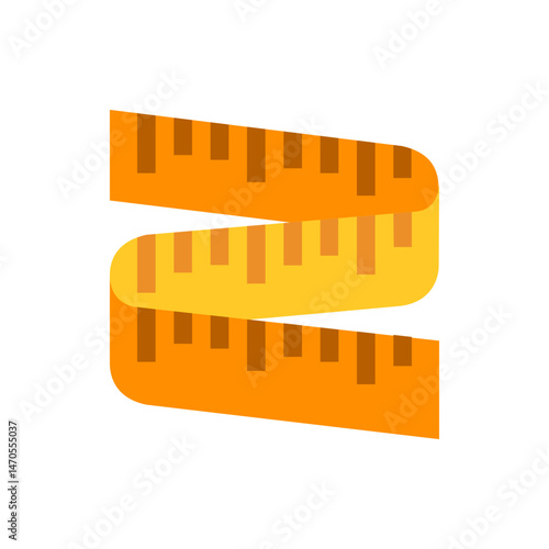 Illustration of a yellow and orange measuring tape with markings on a white background in a zig zag shape