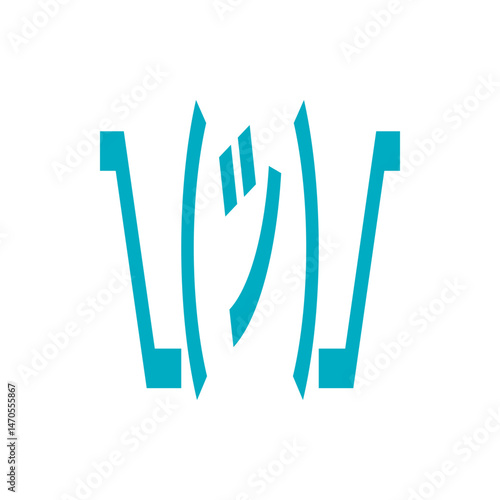 Illustration of a shrugging emoticon with turquoise lines on a white background showing uncertainty pose