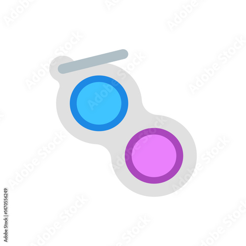 Illustration of a dimple fidget toy with a gray base and two circular bubbles in blue and purple colors