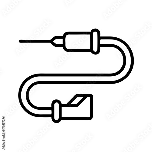 minimalist black line icon of electric soldering iron with cord, tool for wiring repair or circuit board work, outline vector illustration