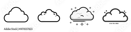 Various cloud icons representing different weather conditions in a minimalist design