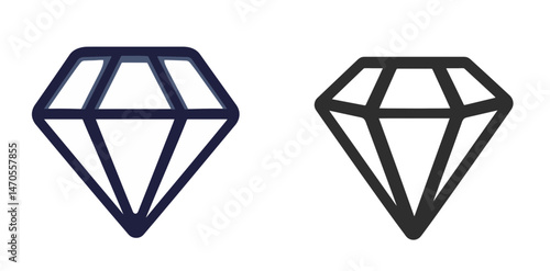 Elegant diamond icons showcasing two distinct styles and designs for versatile graphic applications