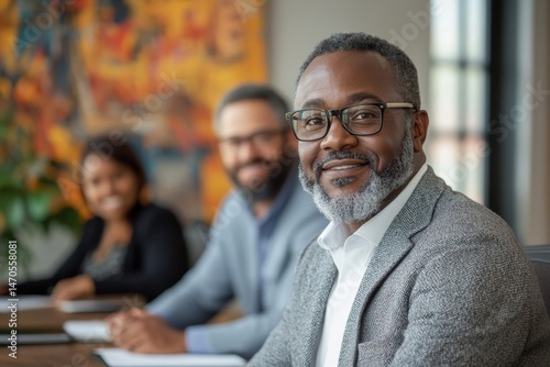 business businessman office mature middle aged meeting man portrait corporate manager black created using ai technology