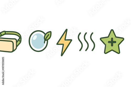 XR‑eco icons merging frame, lens, bolt, wave, star