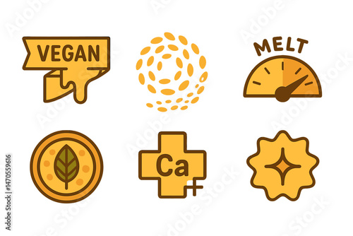 Icons that are alternates to cheese, displaying various symbols such as ribbon, swirl, pointer, badge, plus, and spark