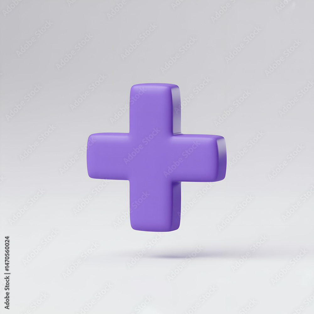 Obraz premium 3d rendering of a purple plus sign against a light background