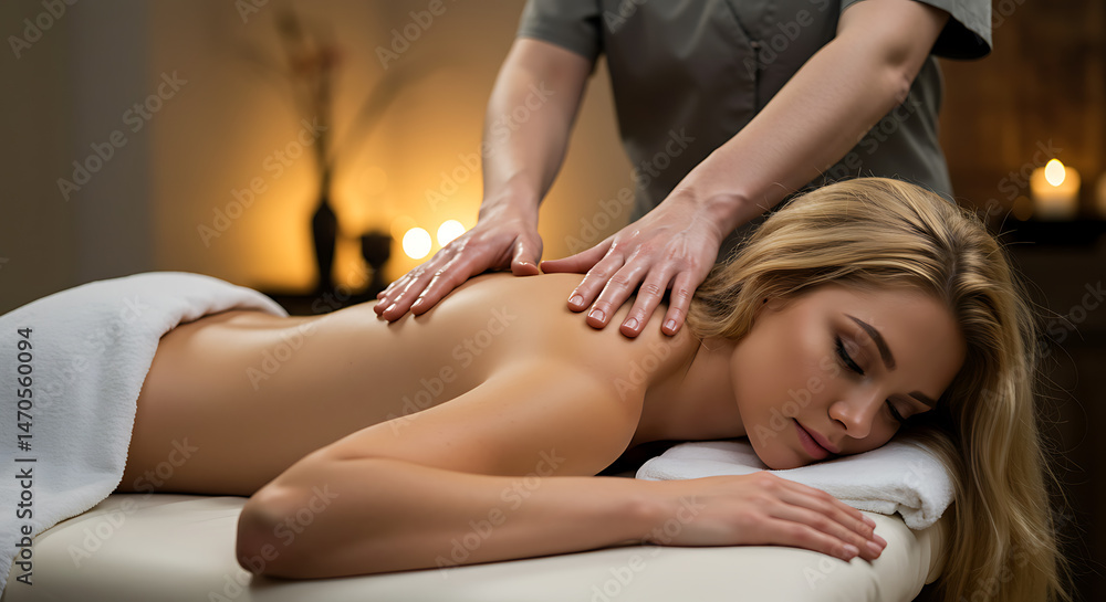 Fototapeta premium Woman in Relaxing Spa Massage Therapy Session