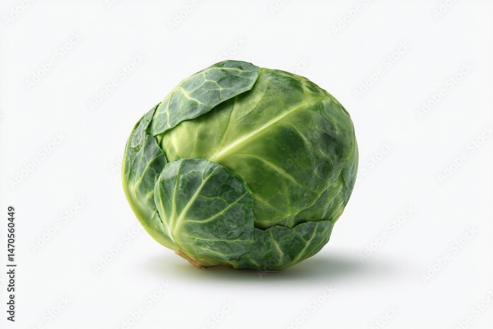 Fototapeta premium Single fresh brussels sprout on white background.