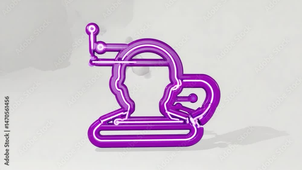 3D Rendered Purple Head with Connections, Abstract Technology, White Background 3D Rendered Purple Head with Connections, Abstract Technology, White Background