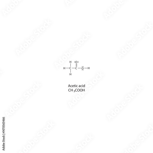 Acetic acid Lewis structure. Simple chemical schematic illustration. Educational diagram