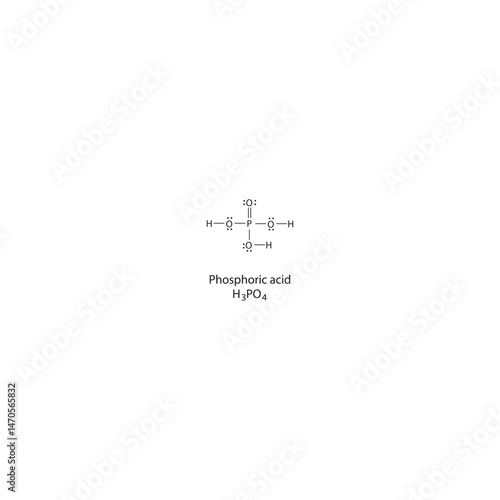 Phosphoric acid Lewis structure. Simple chemical schematic illustration. Educational diagram