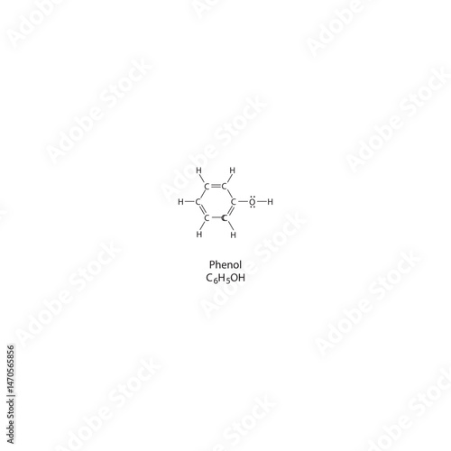 Phenol Lewis structure. Simple chemical schematic illustration. Educational diagram