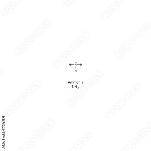Ammonia Lewis structure. Simple chemical schematic illustration. Educational diagram