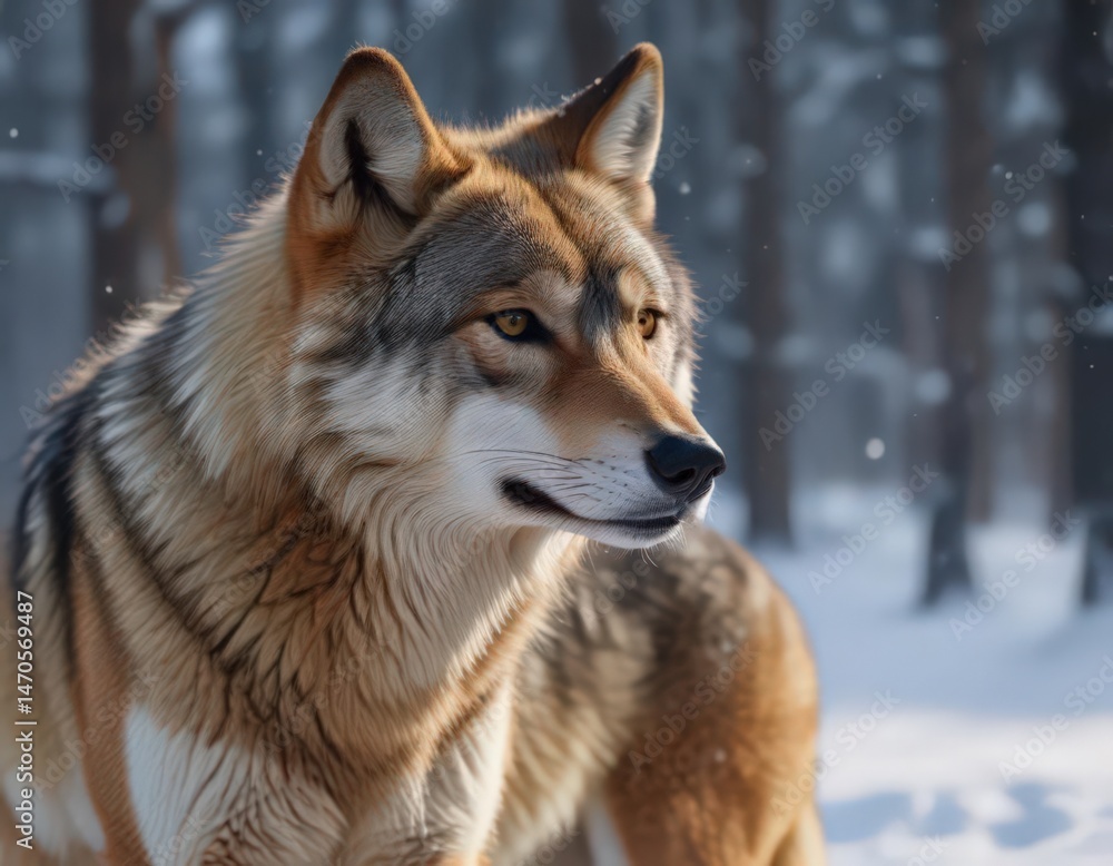 Eurasian wolf, winter snow, deep gaze, powerful stance, Eurasian wolf, mammal Eurasian wolf, winter snow, deep gaze, powerful stance, Eurasian wolf, mammal