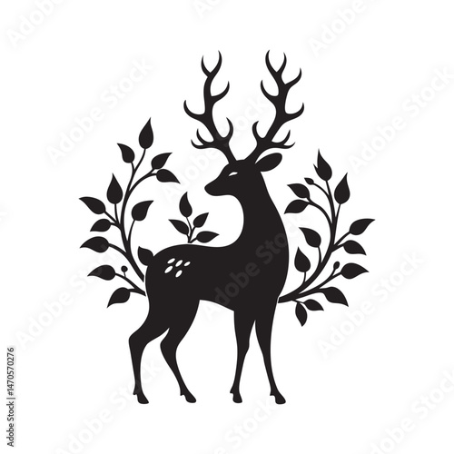 Decorative floral deer silhouette