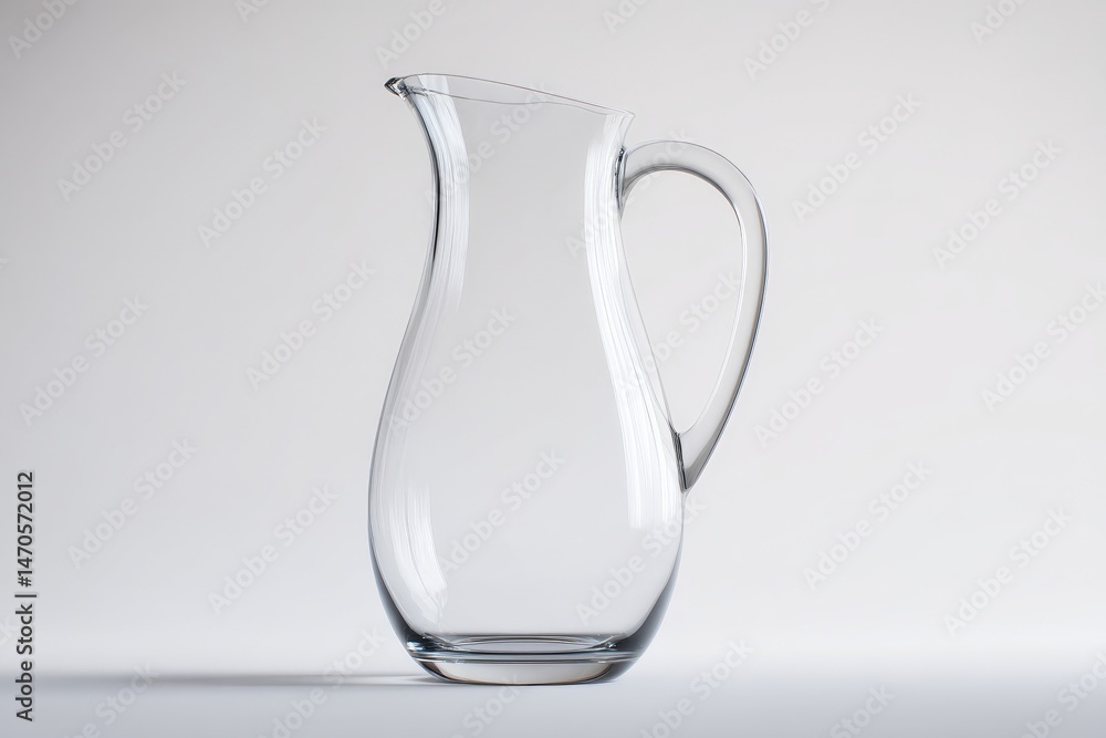 Empty glass water pitcher on white background. Perfect for refreshing beverages. Empty glass water pitcher on white background. Perfect for refreshing beverages.
