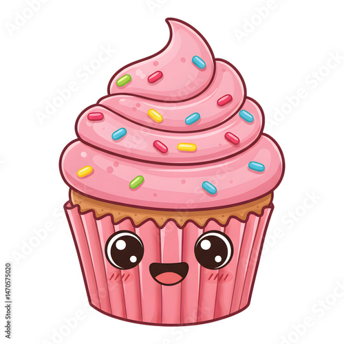 Pink cupcake wearing cool sunglasses and smiling