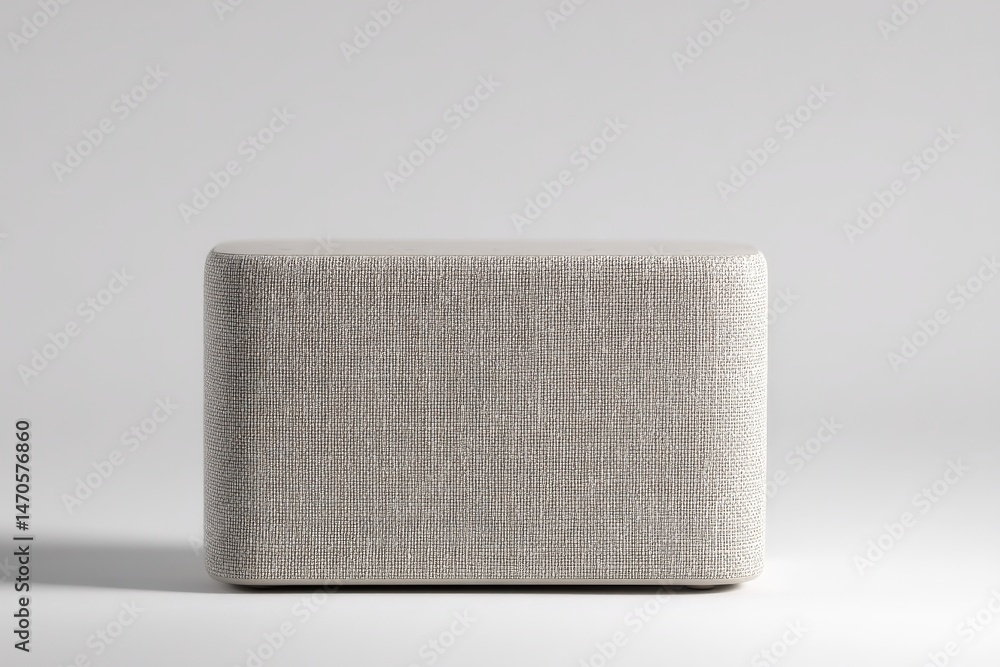 Fototapeta premium Neutral-toned fabric speaker on a minimalist background.