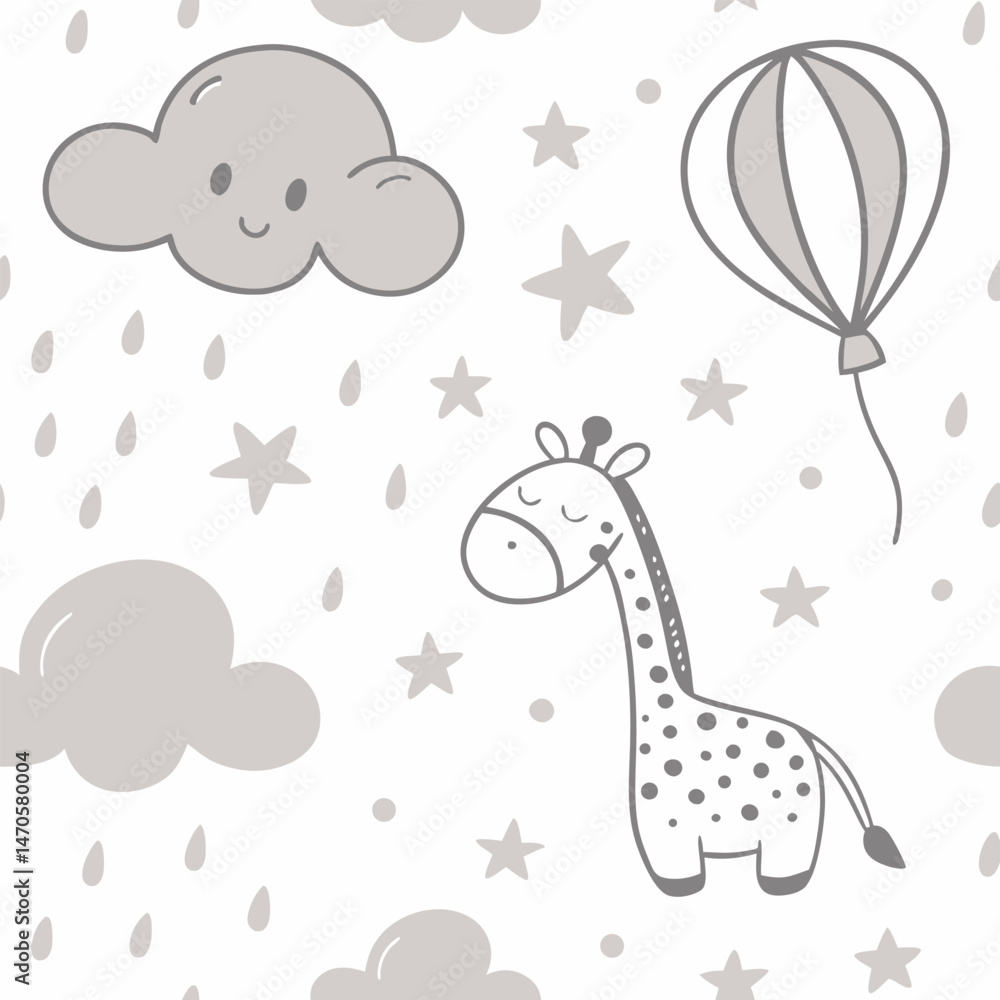 Fototapeta premium Seamless pattern design with toy icons for children can be used in children's living spaces such as bedding, clothes, wall patterns
